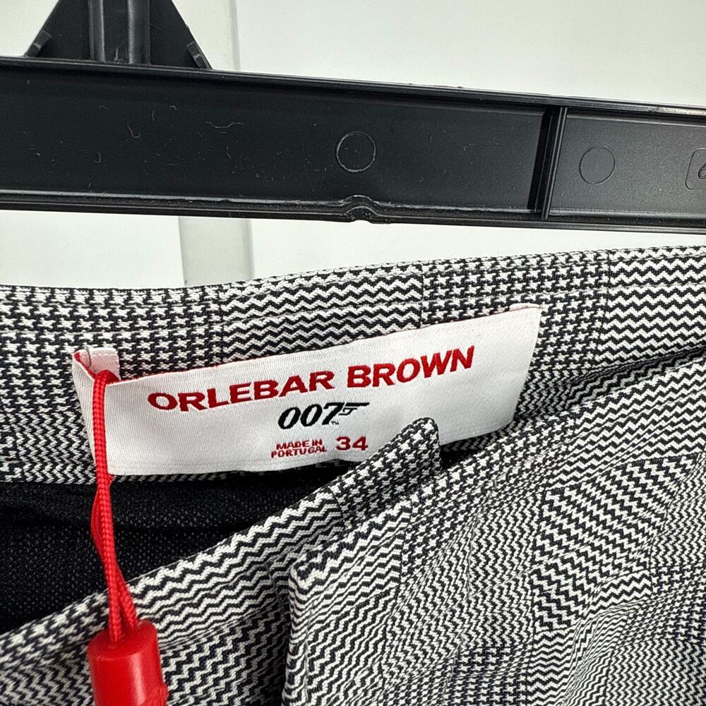 Orlebar Brown 007 Goldfinger Swim Trunks Men 34 Black White Glen Check Beach NWT - Picture 4 of 4